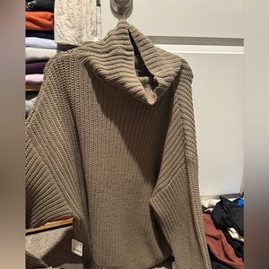 Free People Taupe Cowl Neck Sweater